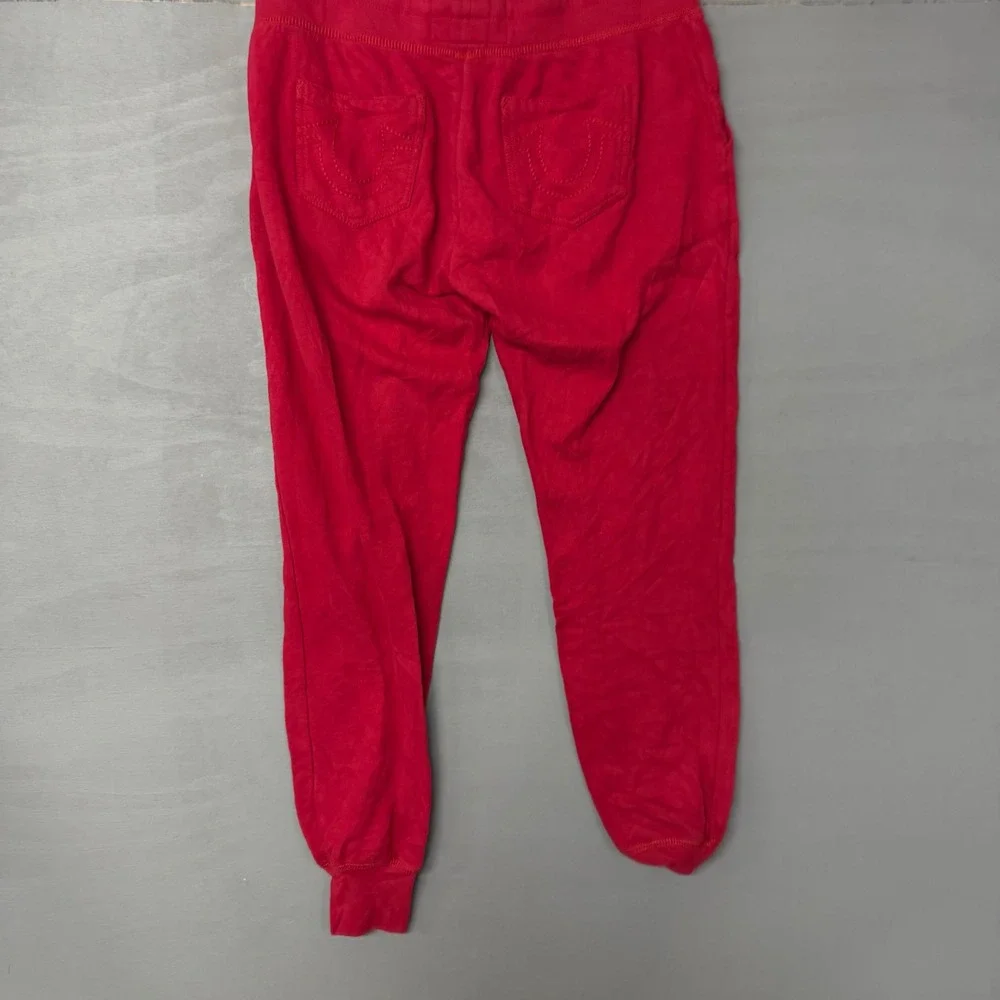 True Religion Mens Red Buddha Logo Horseshoe Stitching Jogger‎ Sweatpants Size M